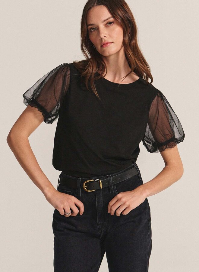 T-shirt Velvet Justine à manches courtes en tulle noir