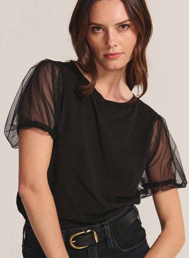 T-shirt Velvet Justine à manches courtes en tulle noir