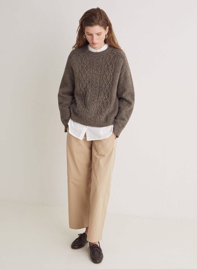 Tricot Yerse Sandal câblé brun taupe tweed