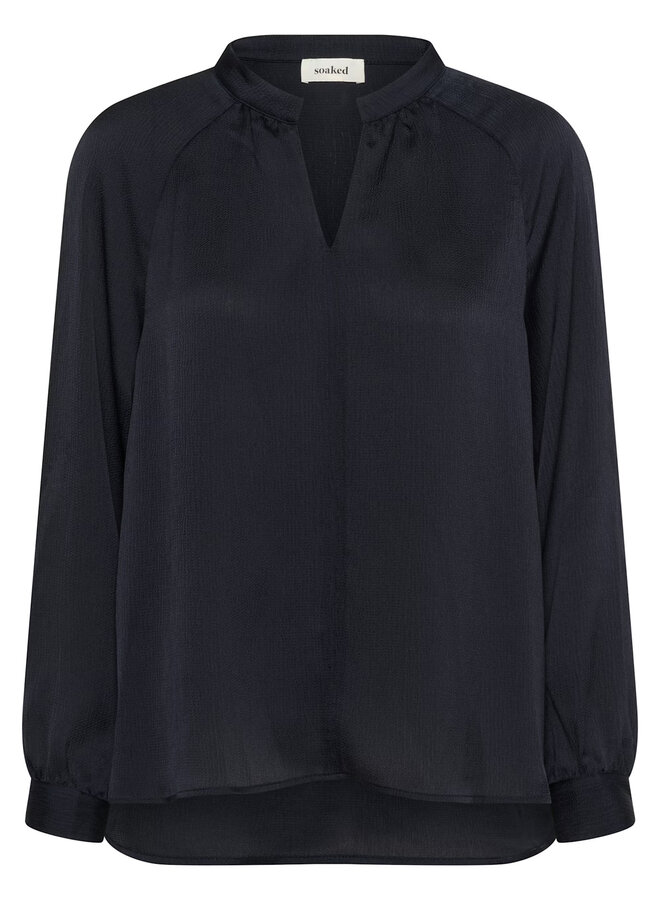 Blouse Soaked in luxury Ioana à col V bleu marine