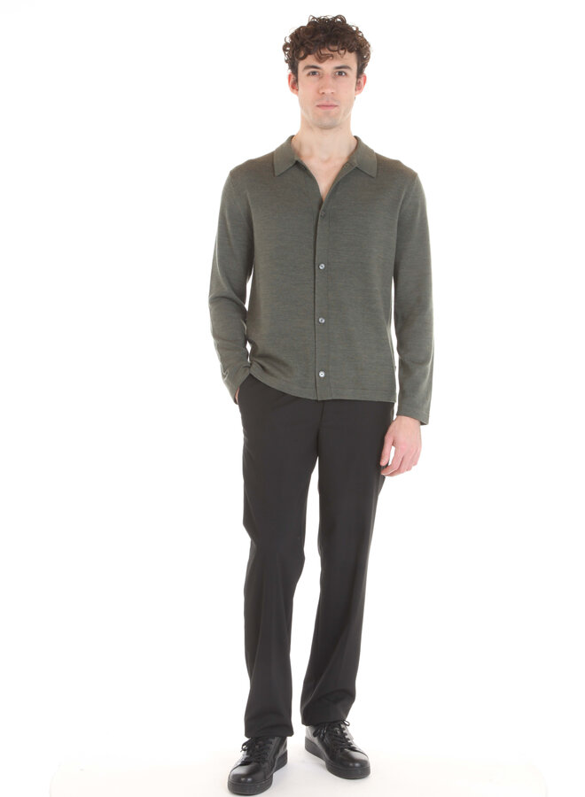 Cardigan Michael Kors à col classique vert olive mélange