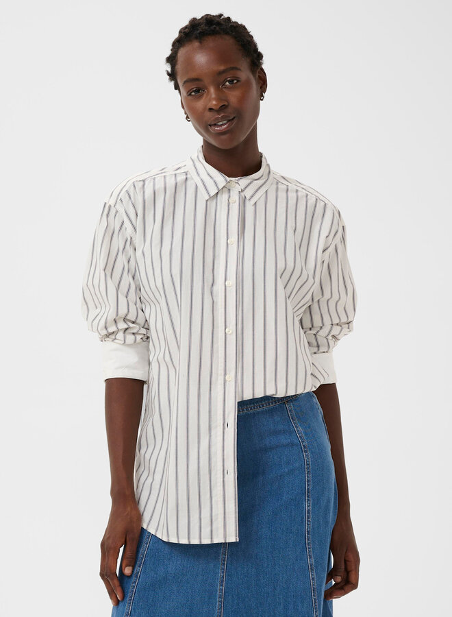 Chemise Part Two Savanna surdimensionnée blanche rayée bleu marine & bordeaux