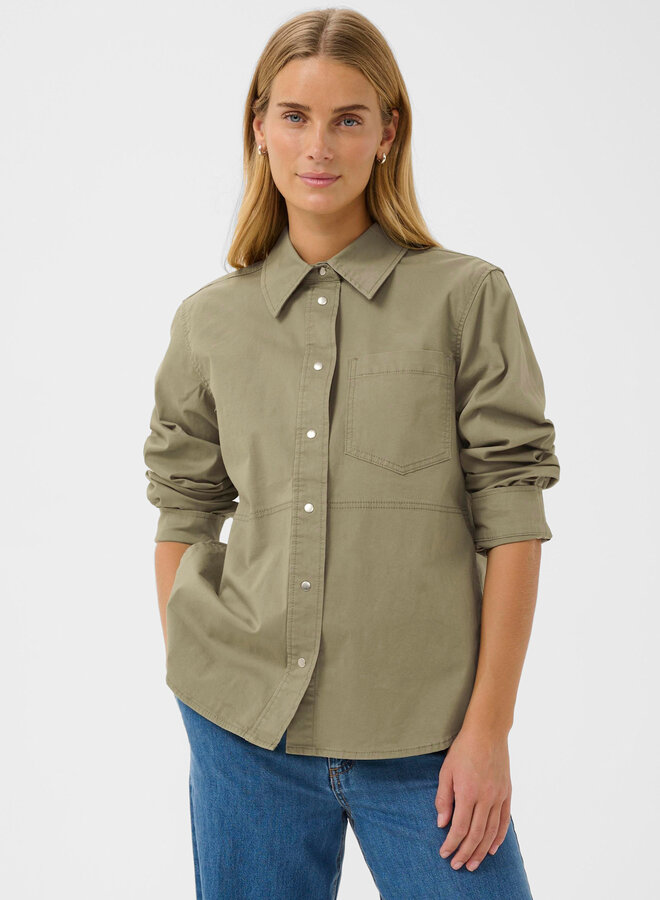 Surchemise Part Two Nayla à col classique & boutons pression vert vétiver