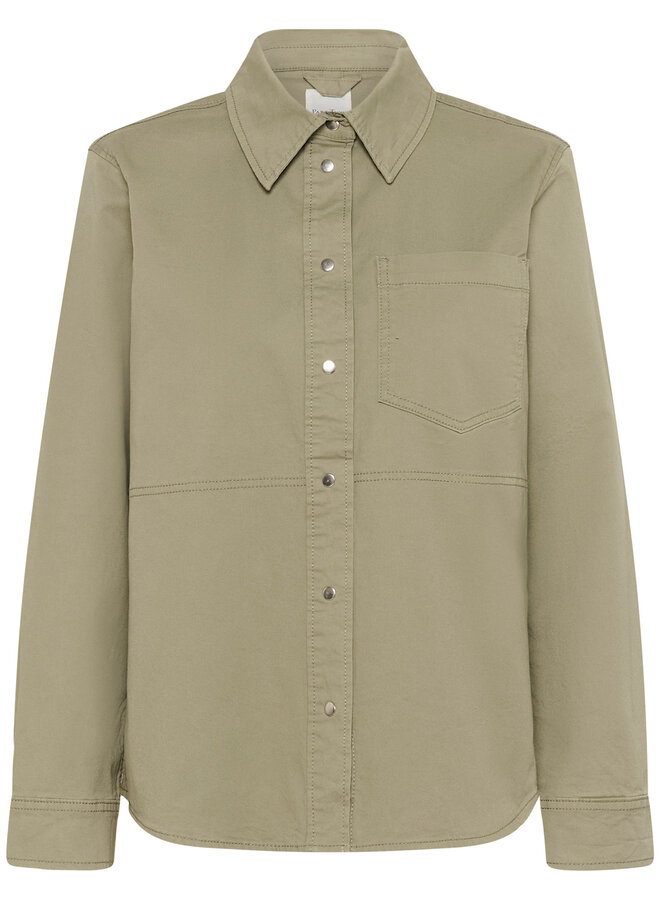 Surchemise Part Two Nayla à col classique & boutons pression vert vétiver