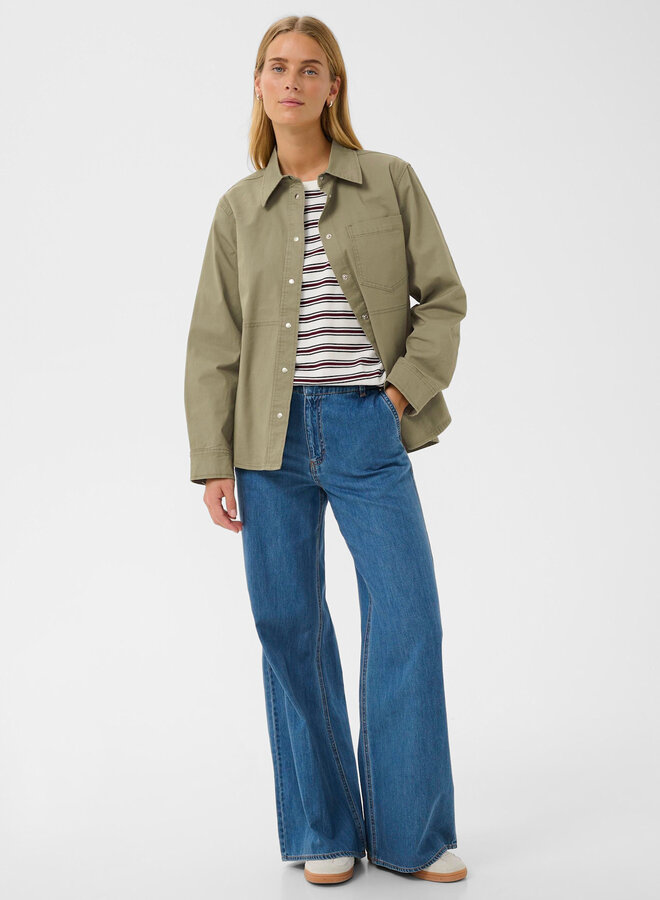 Surchemise Part Two Nayla à col classique & boutons pression vert vétiver