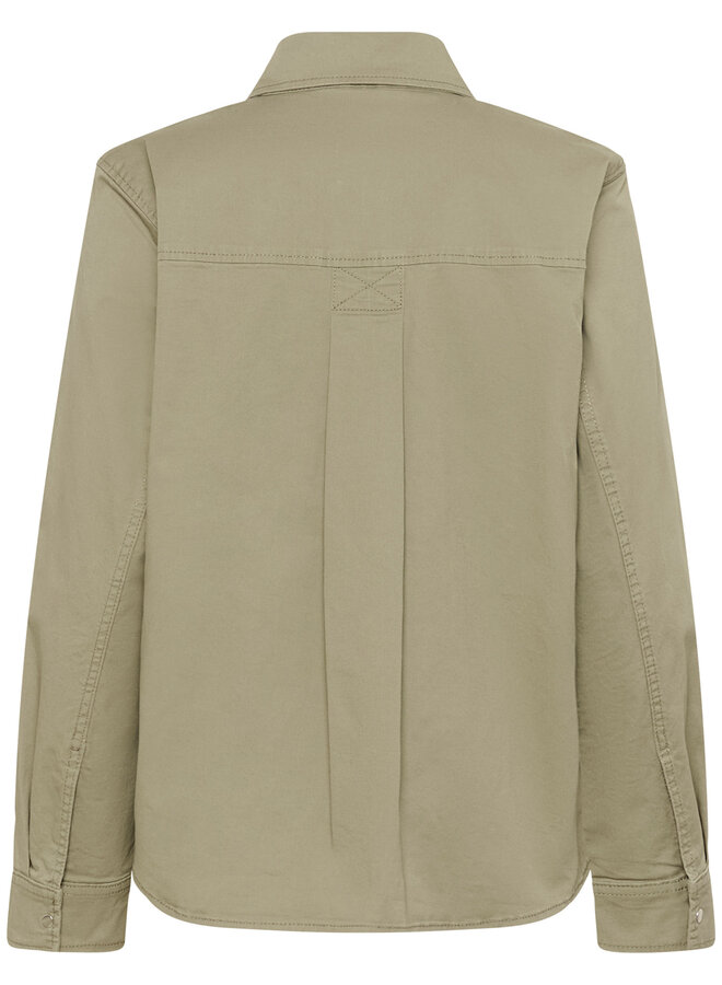 Surchemise Part Two Nayla à col classique & boutons pression vert vétiver