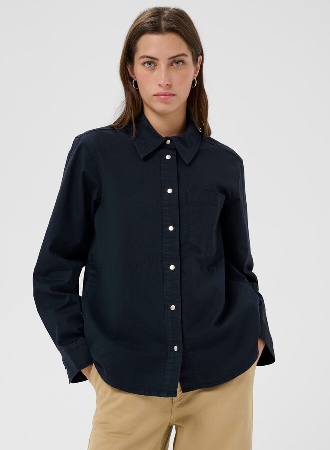 Surchemise Part Two Nayla à col classique & boutons pression bleu marine