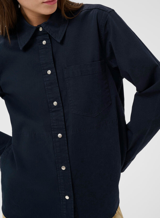 Surchemise Part Two Nayla à col classique & boutons pression bleu marine