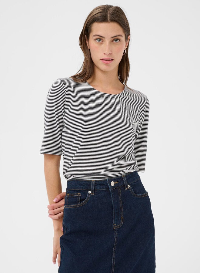 T-shirt Part Two Nemi à manches 3/4 rayé bleu marine & blanc