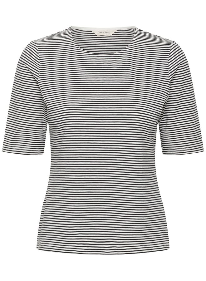 T-shirt Part Two Nemi à manches 3/4 rayé bleu marine & blanc