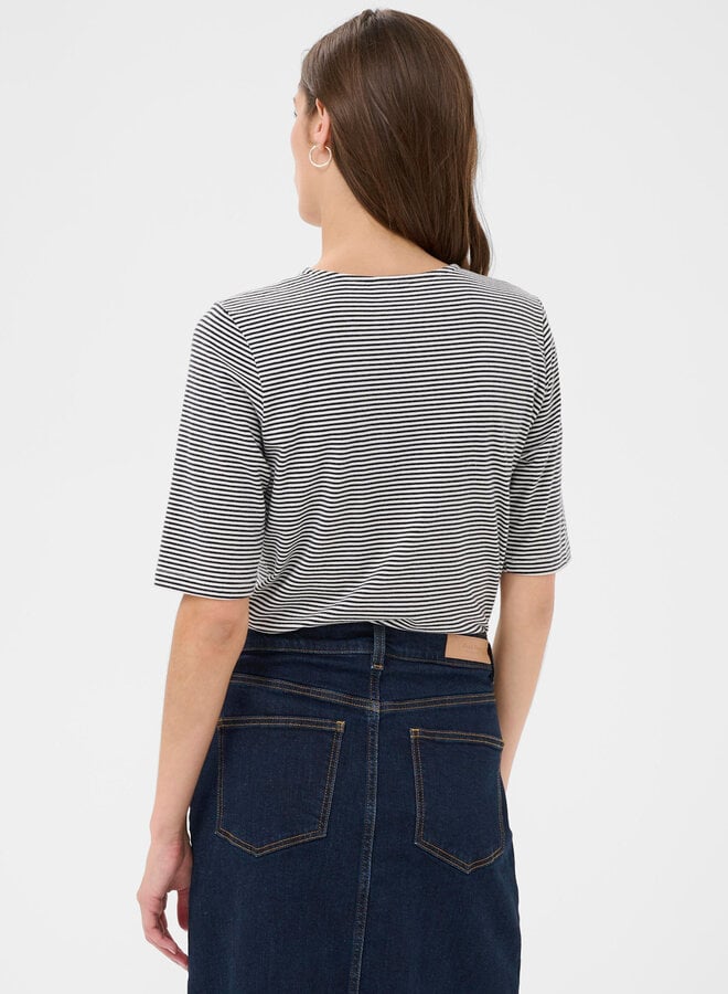 T-shirt Part Two Nemi à manches 3/4 rayé bleu marine & blanc