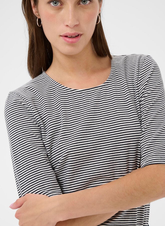 T-shirt Part Two Nemi à manches 3/4 rayé bleu marine & blanc