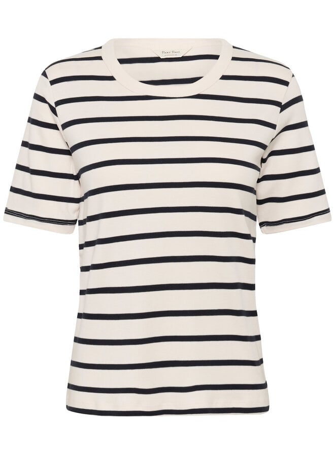 T-shirt Part Two Ratana rayé bleu marine & écru