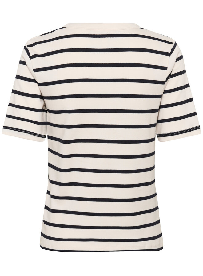 T-shirt Part Two Ratana rayé bleu marine & écru