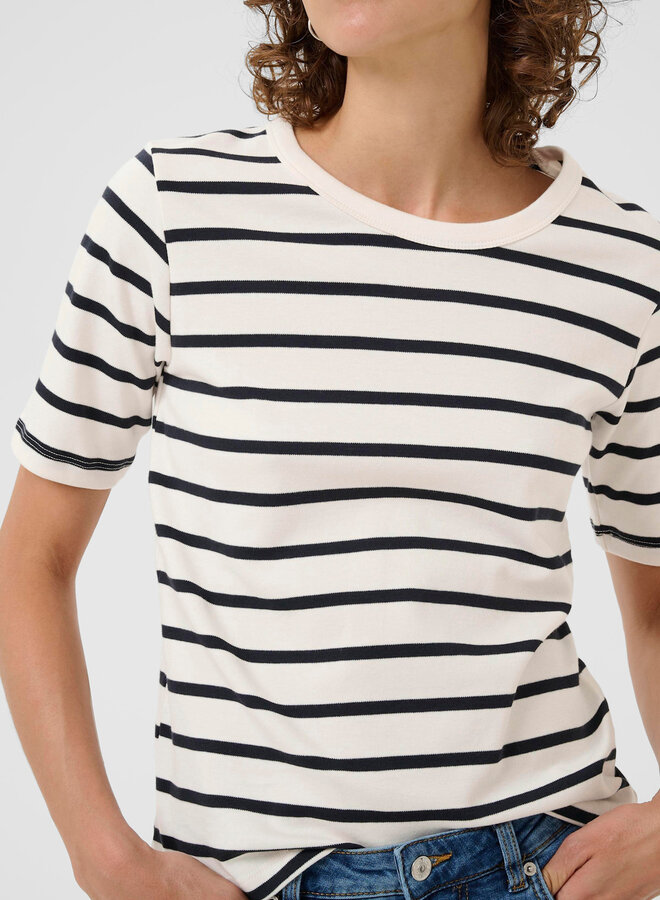 T-shirt Part Two Ratana rayé bleu marine & écru