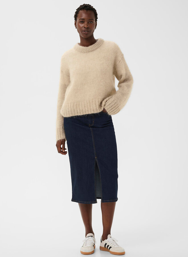 Tricot Part Two Sille à col rond en mohair beige camel clair mélange