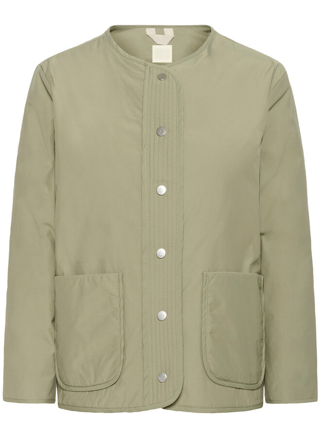 Manteau Part Two Yamina à col rond & poches plaquées vert vétiver