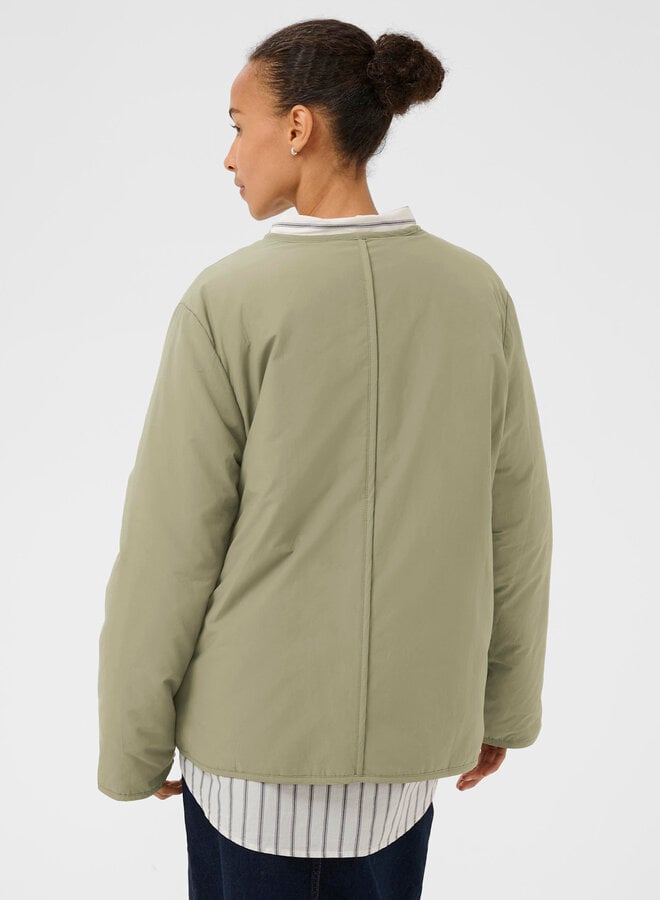 Manteau Part Two Yamina à col rond & poches plaquées vert vétiver