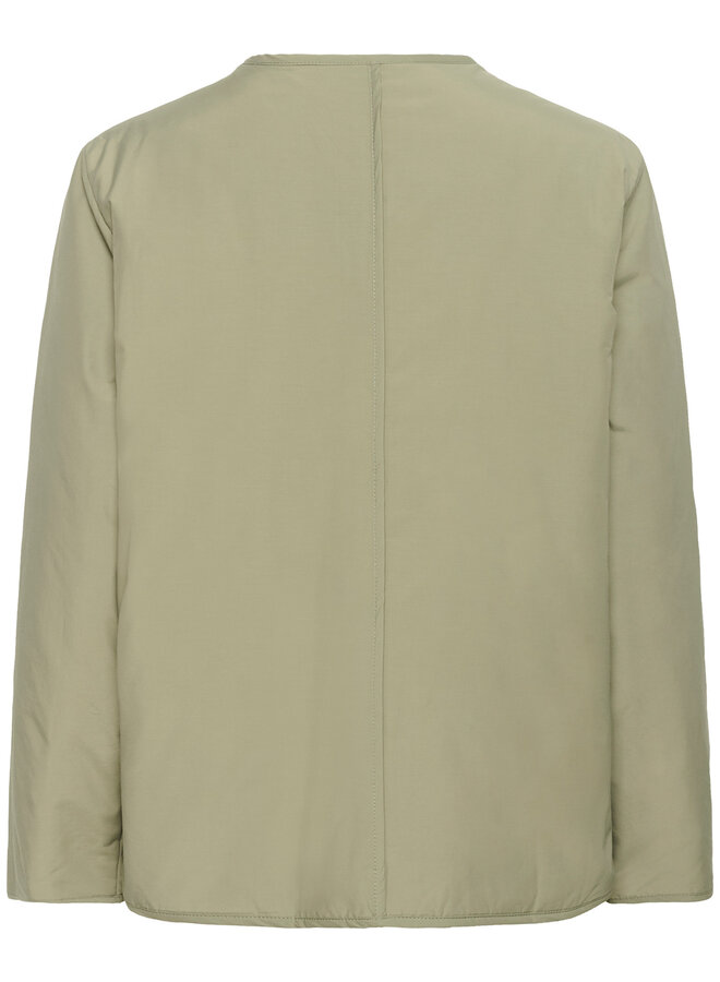 Manteau Part Two Yamina à col rond & poches plaquées vert vétiver