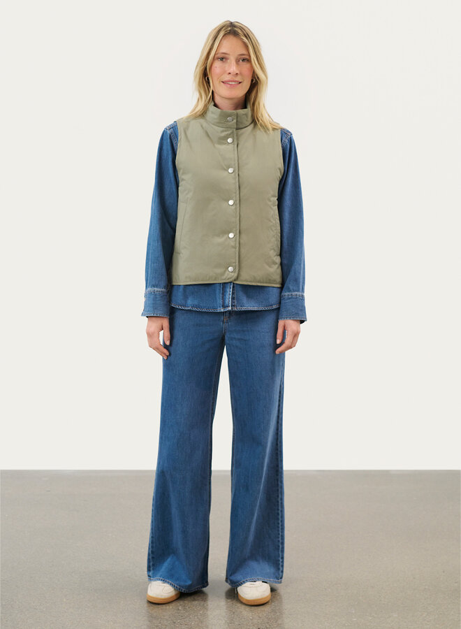 Veste Part Two Yanna sans manches vert vétiver