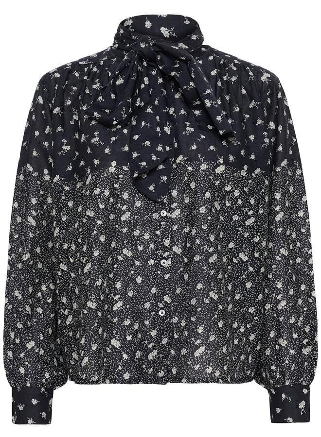 Blouse Part Two Yanina en voile bleu marine fleurie écrue