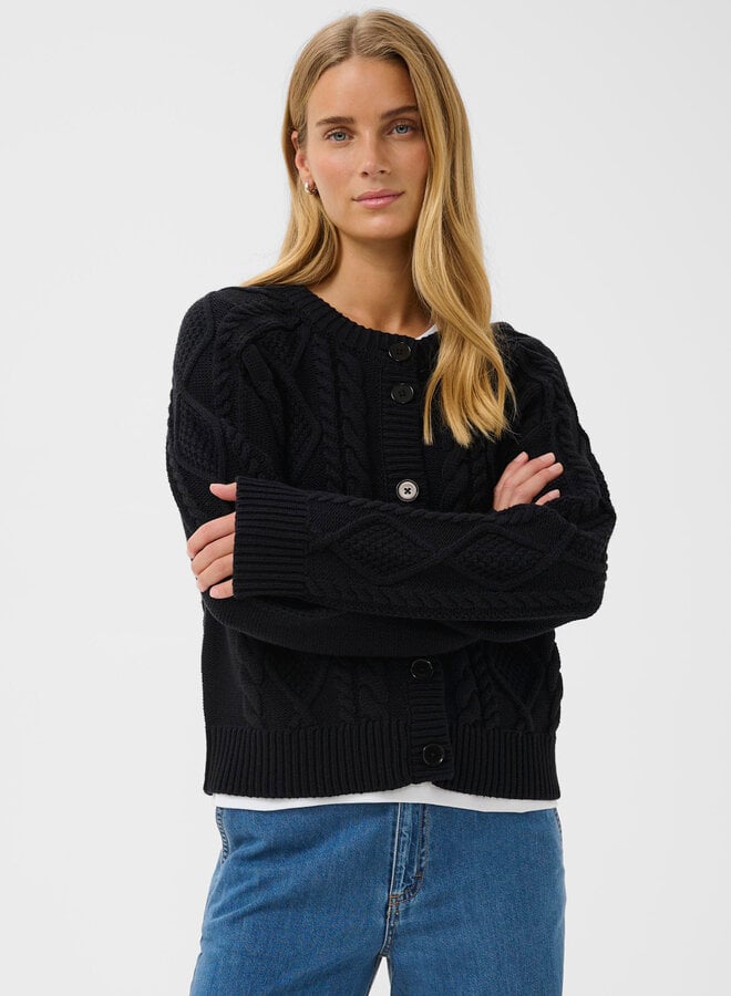 Cardigan Part Two Zayra câblé bleu marine