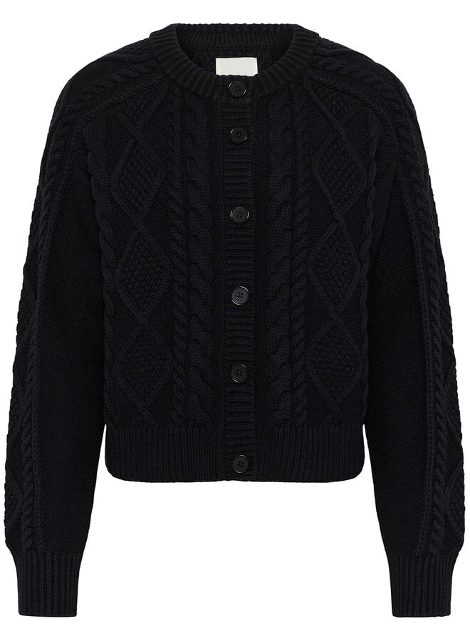 Cardigan Part Two Zayra câblé bleu marine