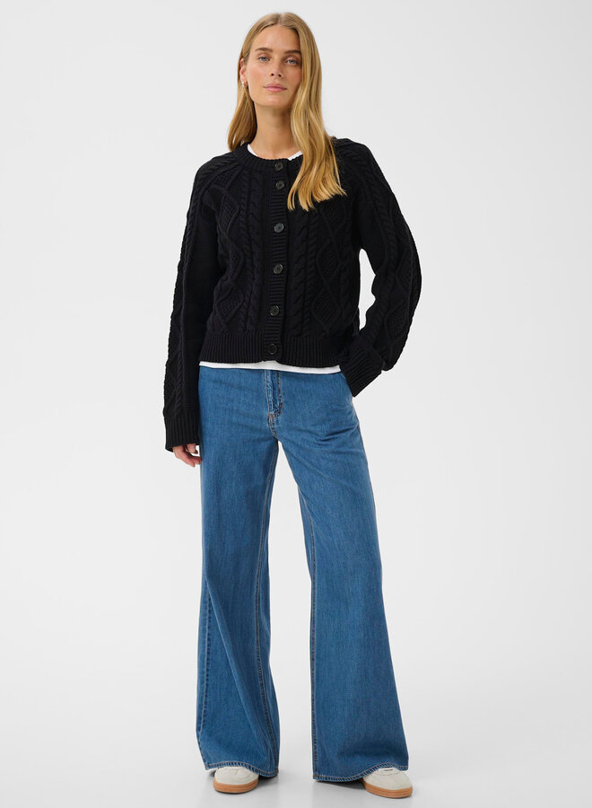 Cardigan Part Two Zayra câblé bleu marine