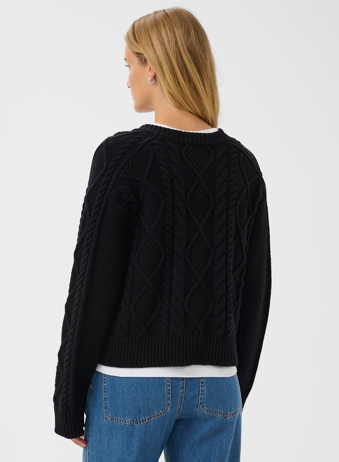 Cardigan Part Two Zayra câblé bleu marine