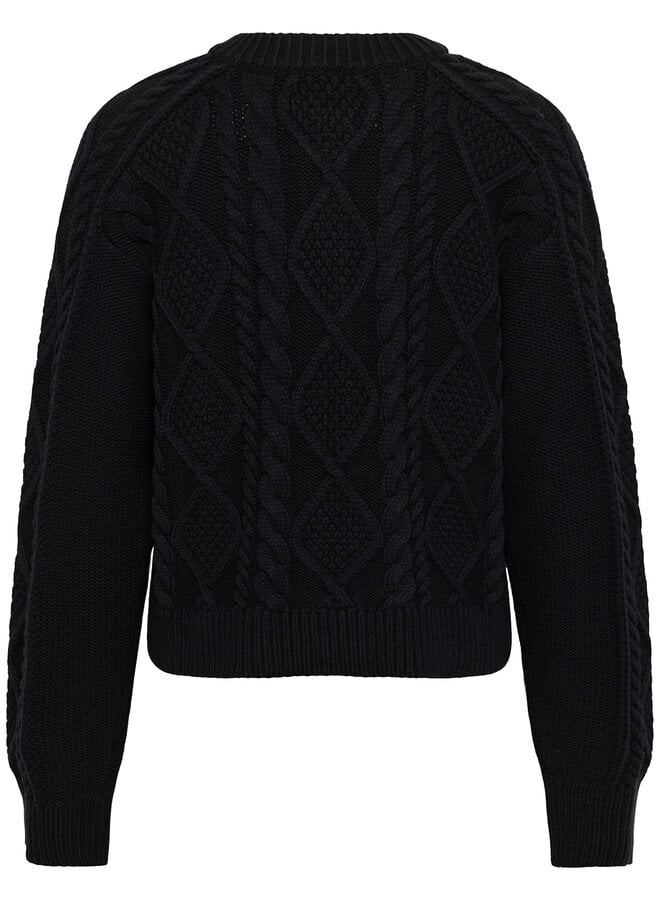 Cardigan Part Two Zayra câblé bleu marine