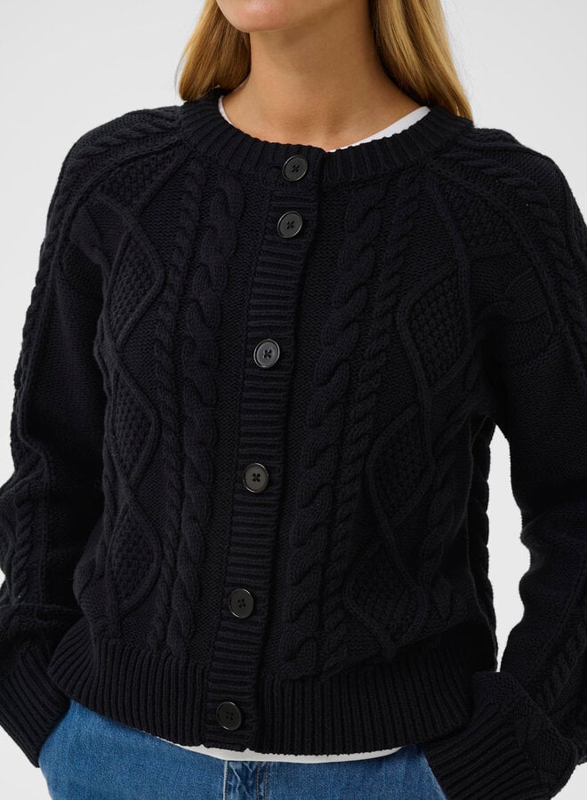 Cardigan Part Two Zayra câblé bleu marine