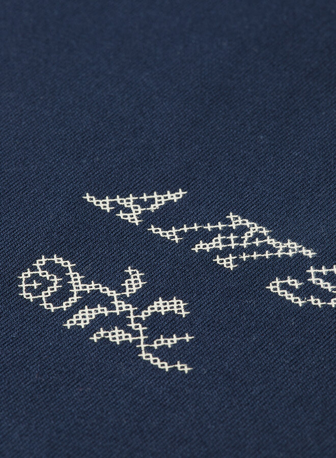 T-shirt Scotch & Soda molletonné gris charcoal avec broderies beiges