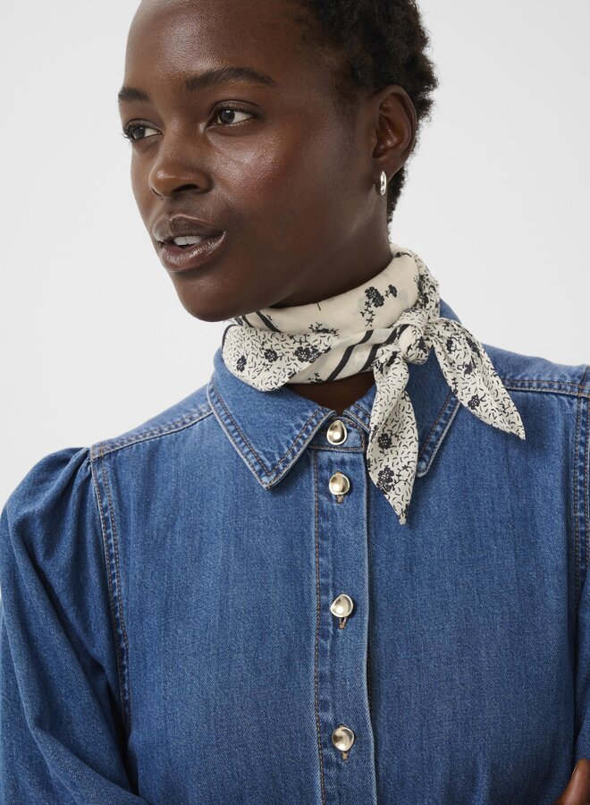 Foulard carré Part Two Phi écru fleuri bleu marine