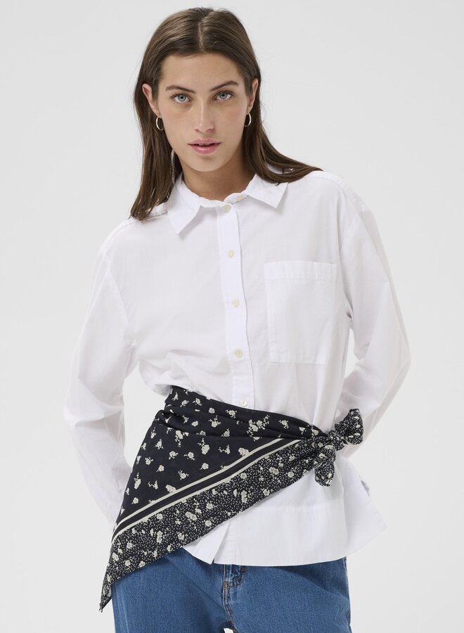 Foulard carré Part Two Phi bleu marine fleuri écru