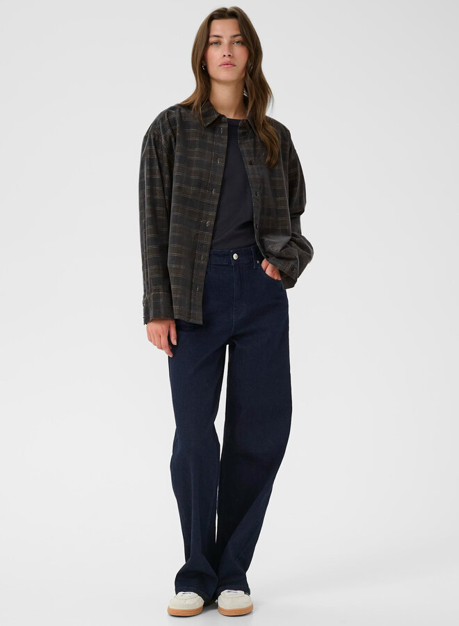 Chemise PartTwo Savannas en corduroy à carreaux bleu marine et brun