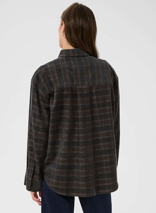 Chemise PartTwo Savannas en corduroy à carreaux bleu marine et brun