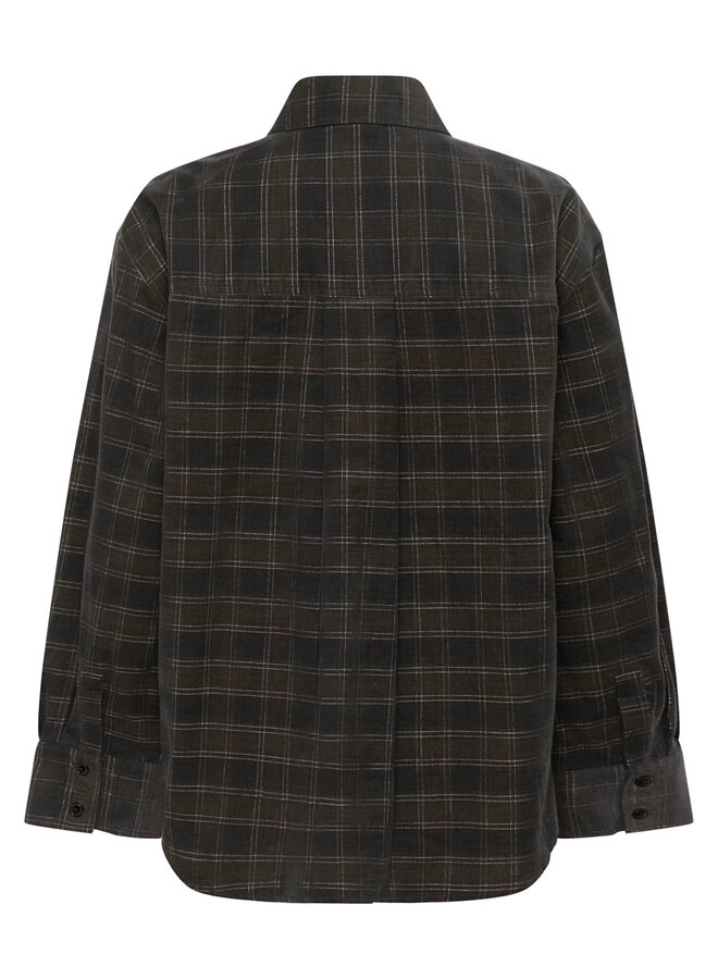 Chemise PartTwo Savannas en corduroy à carreaux bleu marine et brun