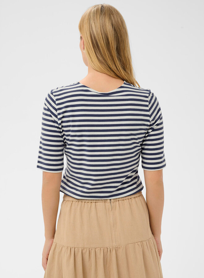 T-shirt Part Two Nemi rayé bleu indigo & blanc