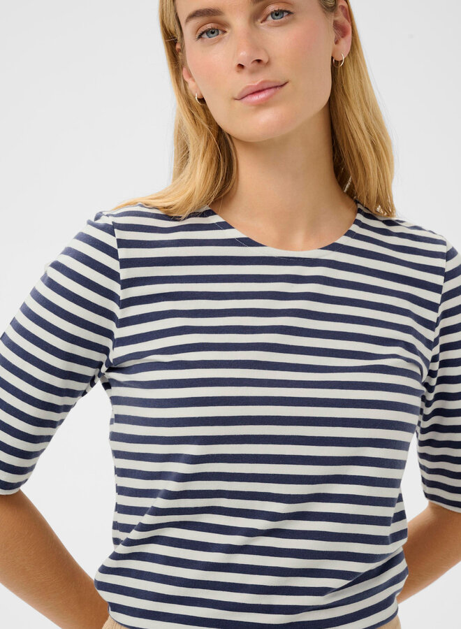 T-shirt Part Two Nemi rayé bleu indigo & blanc