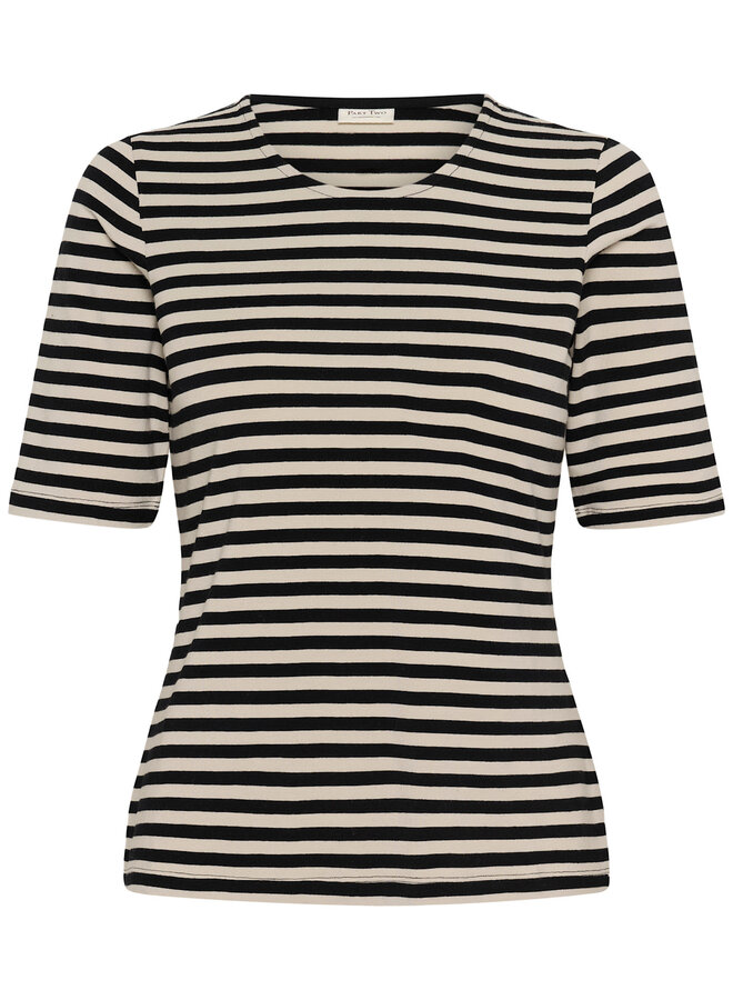 T-shirt Part Two Nemi rayé noir & écru