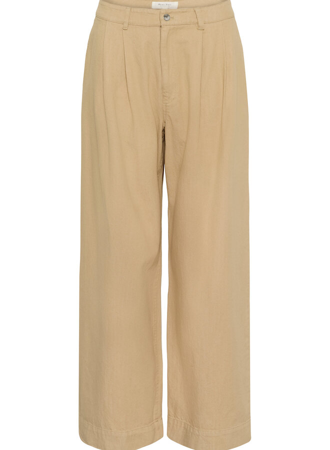 Pantalon Part Two Amaja à plis & jambes larges beige travertine