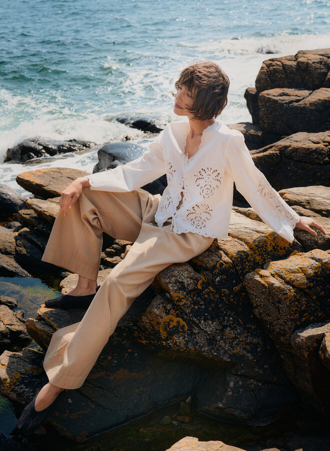 Pantalon Part Two Amaja à plis & jambes larges beige travertine