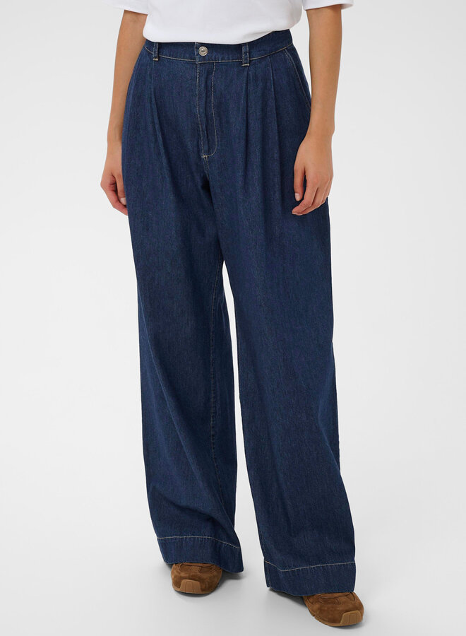 Jeans Part Two Amaja à plis bleu foncé