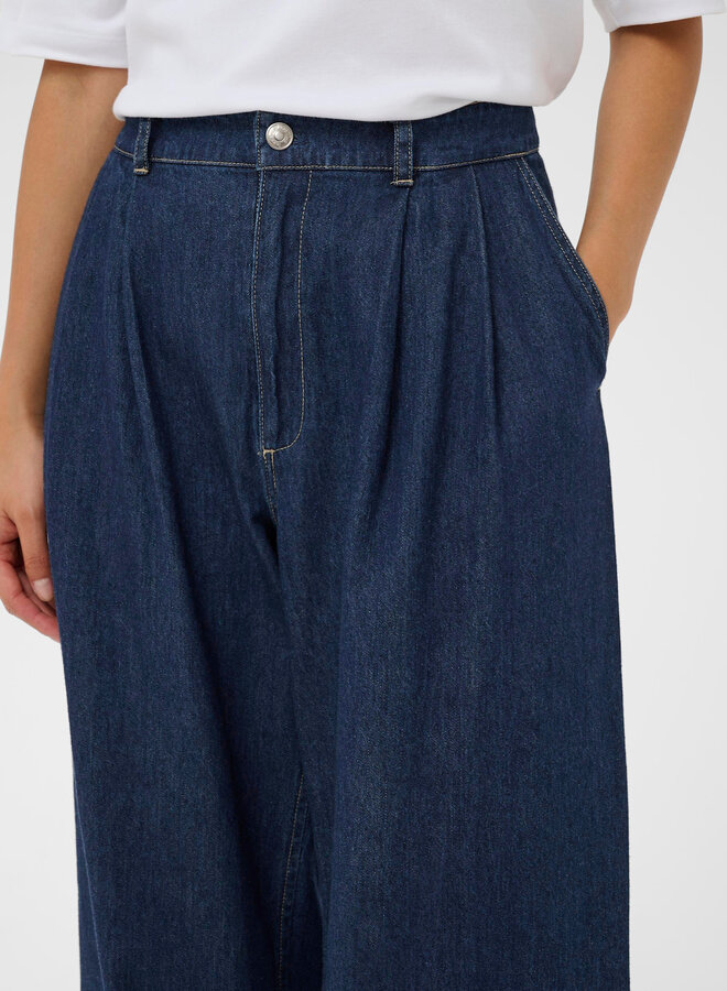 Jeans Part Two Amaja à plis bleu foncé