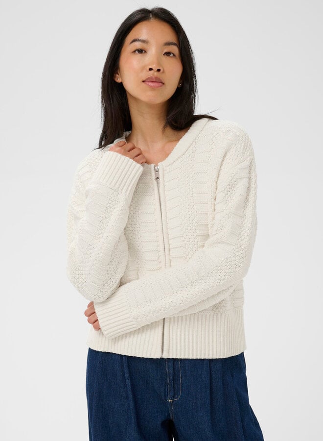 Cardigan Part Two Aniela à fermeture à zip écru