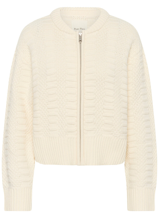 Cardigan Part Two Aniela à fermeture à zip écru