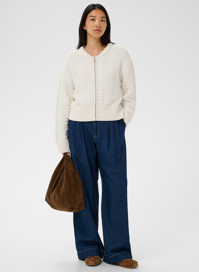 Cardigan Part Two Aniela à fermeture à zip écru