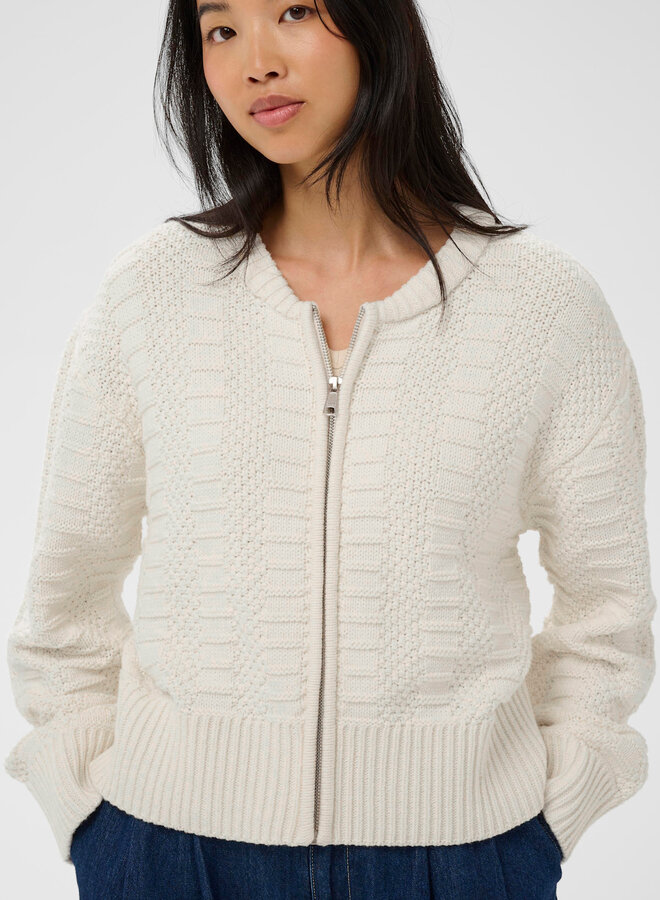 Cardigan Part Two Aniela à fermeture à zip écru
