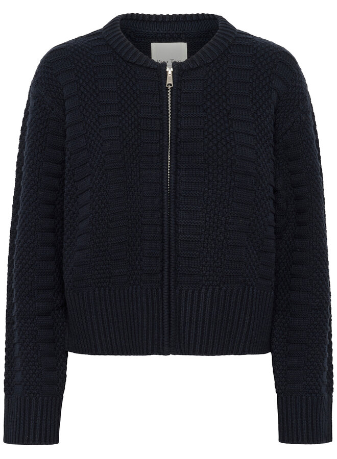 Cardigan Part Two Aniela à fermeture à zip bleu marine