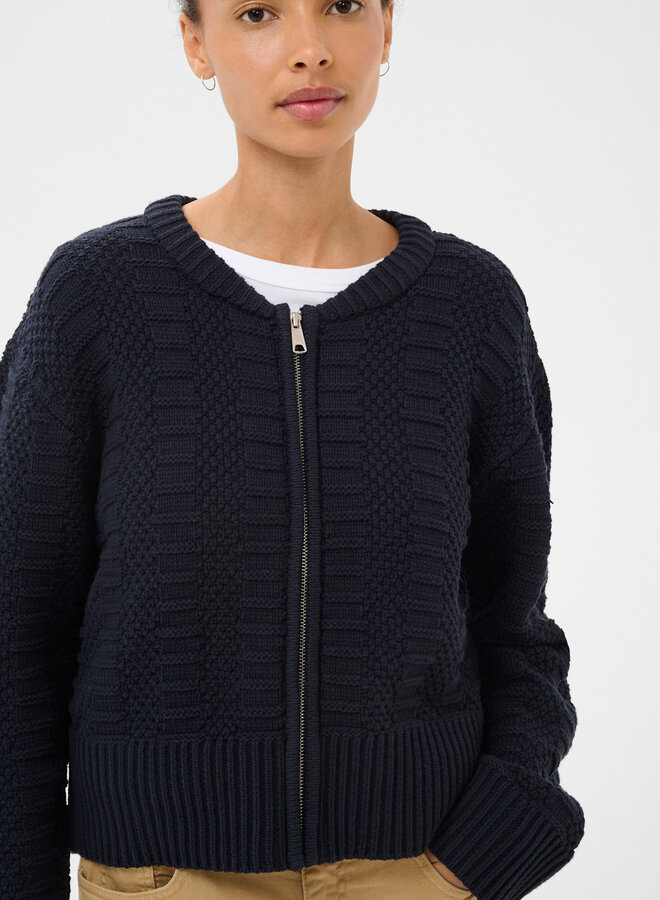 Cardigan Part Two Aniela à fermeture à zip bleu marine